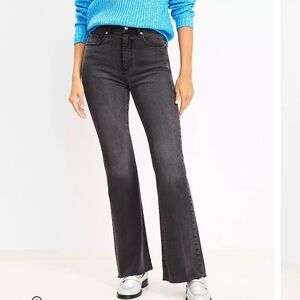 LOFT Fresh Cut High Rise Slim Flare Jeans in Washed Black